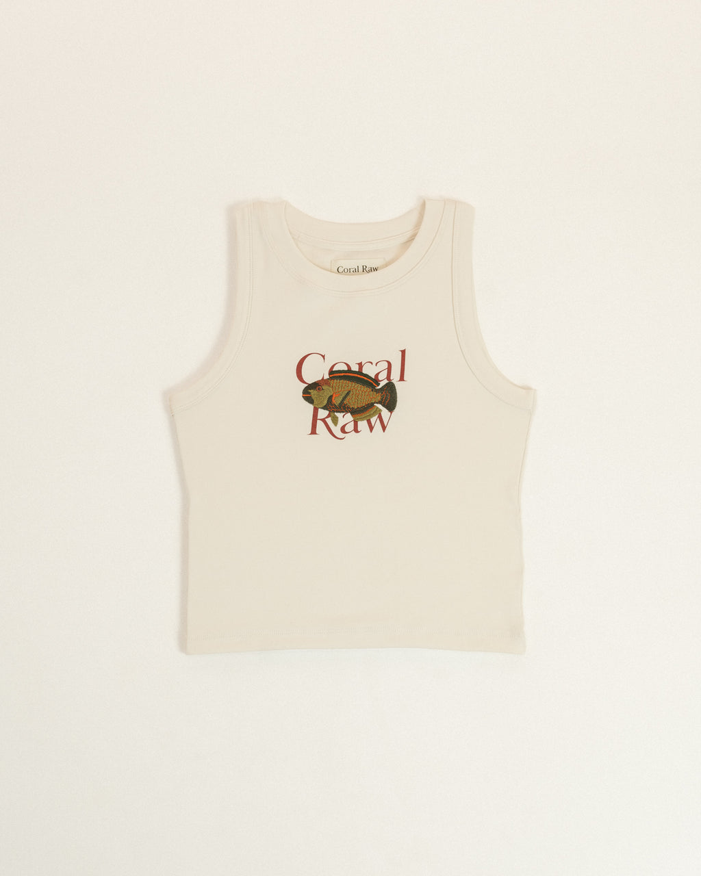 Parrot Fish Tank top displayed flat to show the silhouette and design.