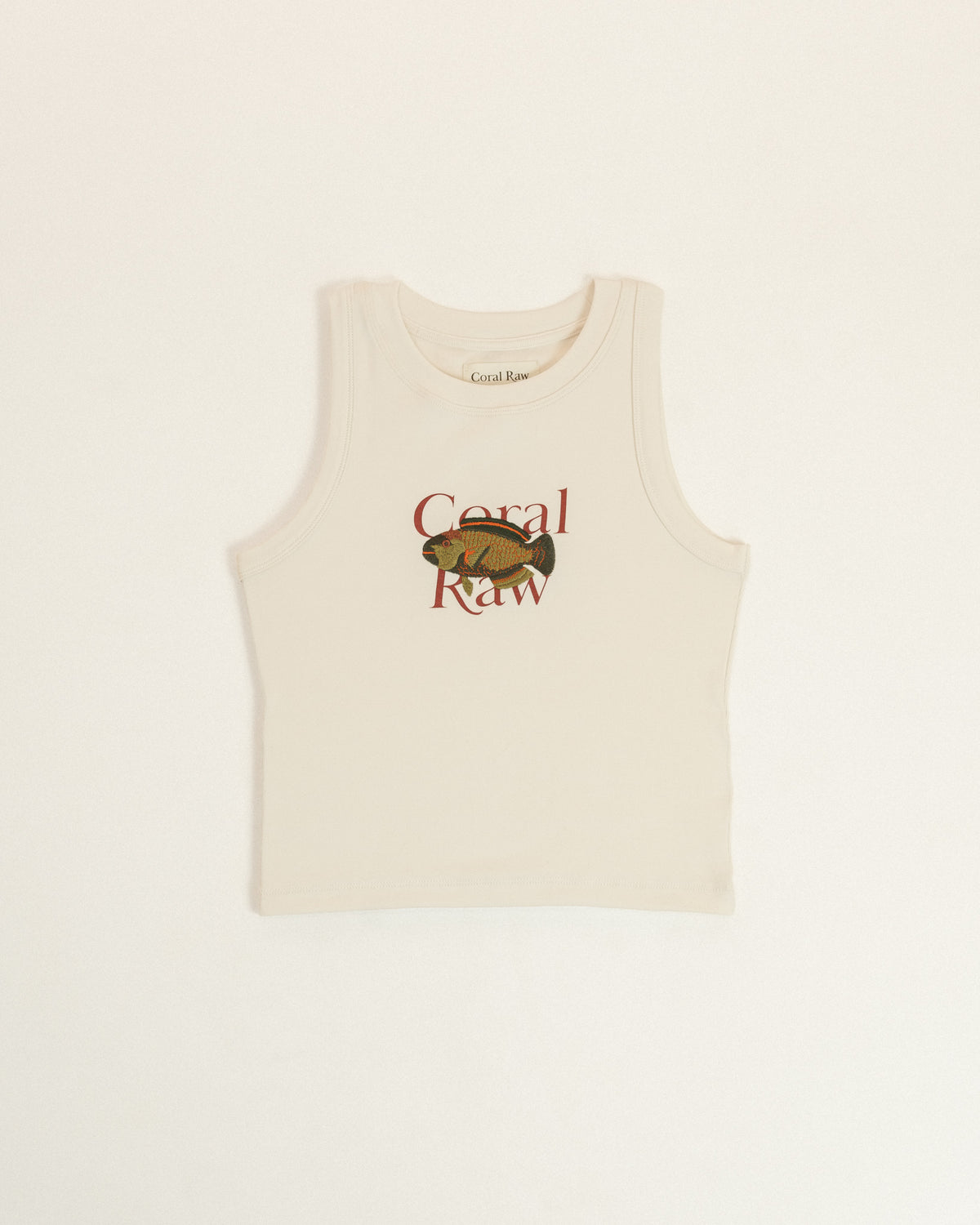Parrot Fish Tank top displayed flat to show the silhouette and design.